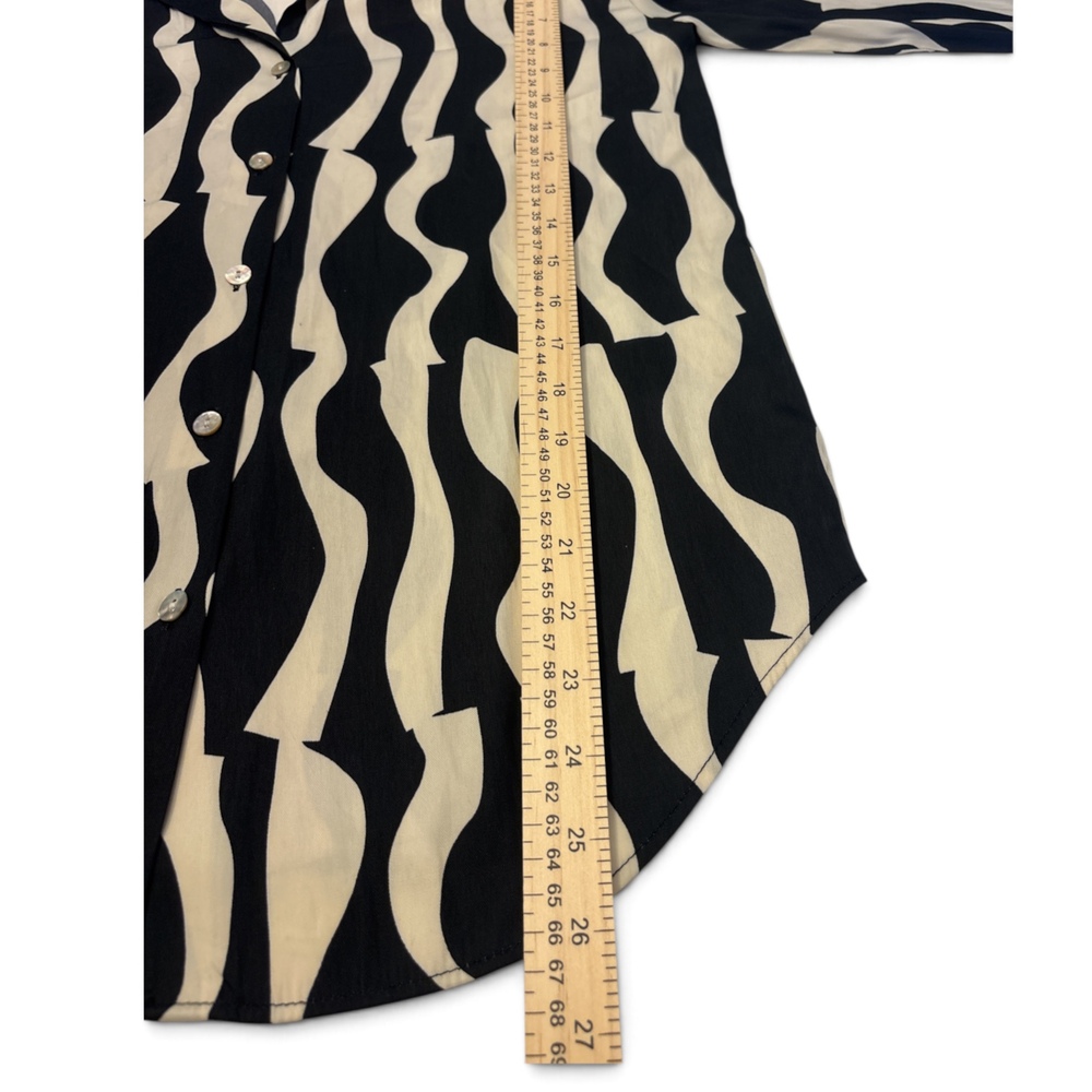 Philosophy Republic Clothing Women's Black White Wave Print Button-Up Shirt XS - Picture 4 of 7